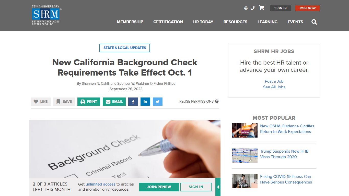 New California Background Check Requirements Take Effect Oct. 1 - SHRM