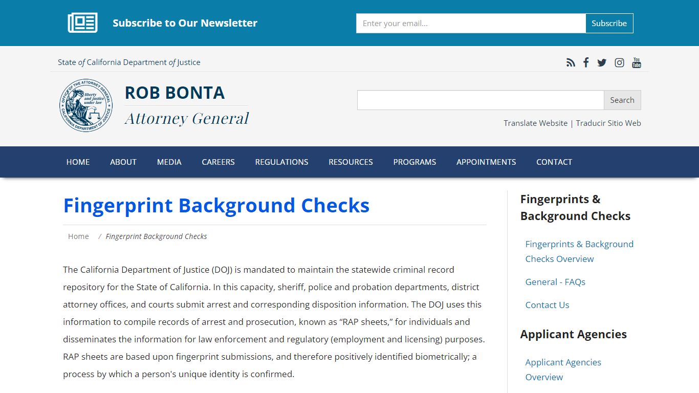 Fingerprint Background Checks | State of California - Department of ...